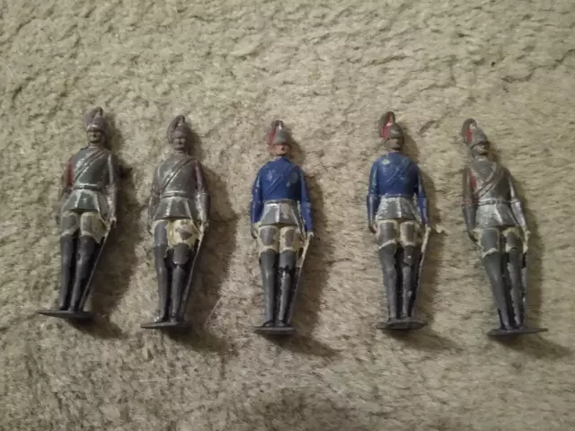 Vintage Crescent Lead Soldiers x 5 Overpainted