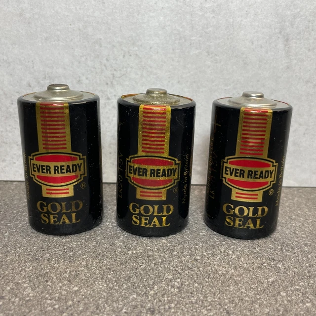 3 VINTAGE EVER Ready Gold Seal LR20 Battery Discharged Prop Display ...