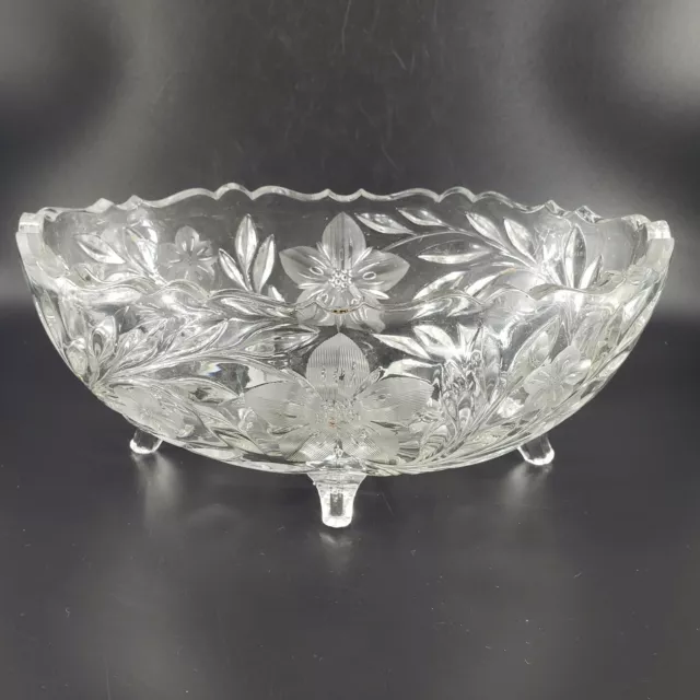 Vintage Oblong Footed Cut Glass American Brilliant Fruit Bowl **