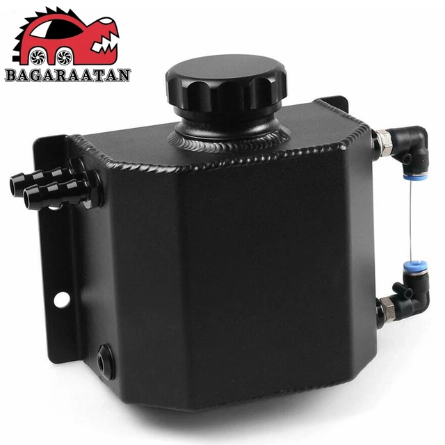1L BLACK ALUMINUM Radiator Coolant Overflow Bottle Water Tank Reservoir