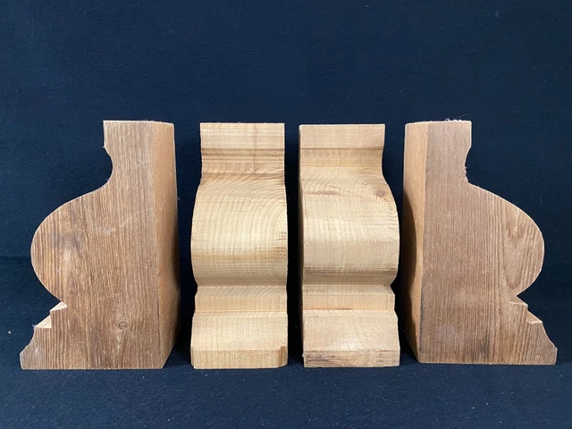 Lot of 4 Cedar Wood Shelf Wall Brackets Mantle Support Bracket 4" Thick