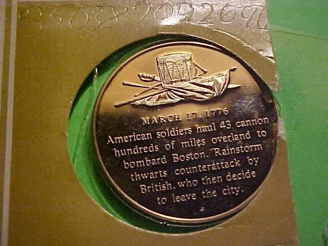 Proof Bronze Franklin Mint Medal1876British Troops Evacuate Boston