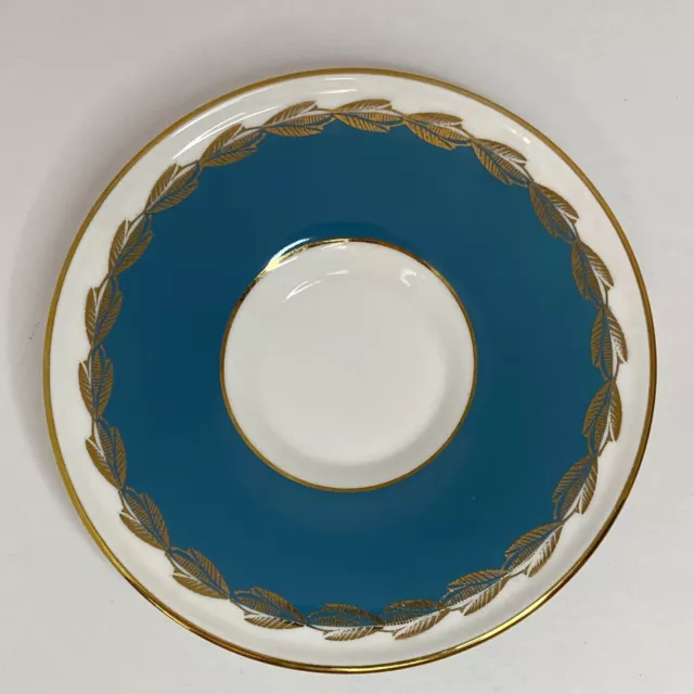 Vintage Aynsley Tea Cup And Saucer Dark Teal Gold Leaf Border Art Deco Style 3