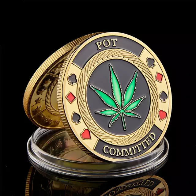 Pot Committed Metal Poker Chip Casino Challenge Gold Coin Lucky Souvenir Token