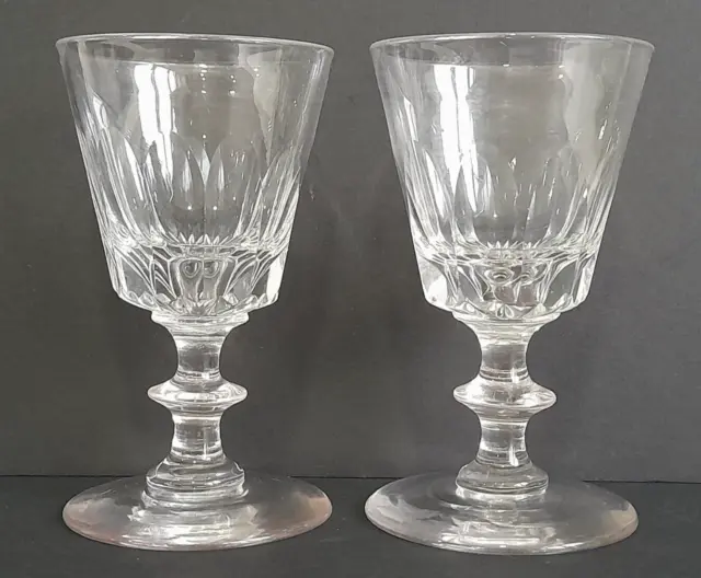 Pair of 2 Antique 19th century Georgian Victorian small Rummer wine Glasses 4"