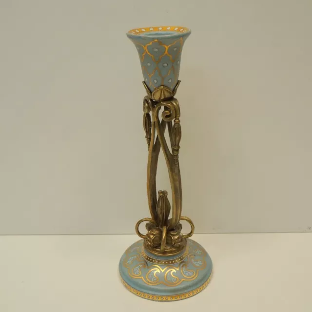 Bronze Porcelain Art Deco Style Art Nouveau Style Candlestick 3