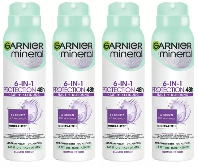 ✅ Garnier Mineral Protection 6 Deo Spray 48h Schutz Anti Transpirant 4x 150ml ✅