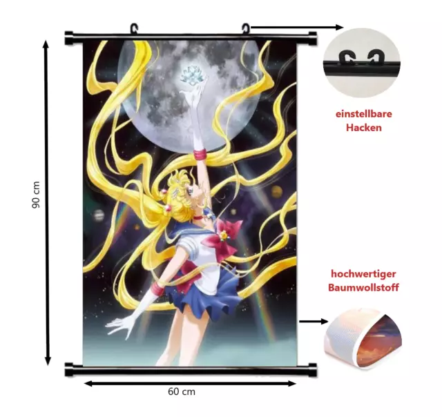 Großes 60x90CM Sailor Moon Wallscroll Poster Rollbild Anime Manga Deko Geschenk 2