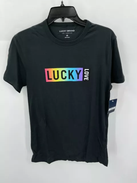 LUCKY BRAND SHIRT Womens XS Lucky Love Rainbow Graphic Black Short Sleeve  NWT $27.16 - PicClick AU
