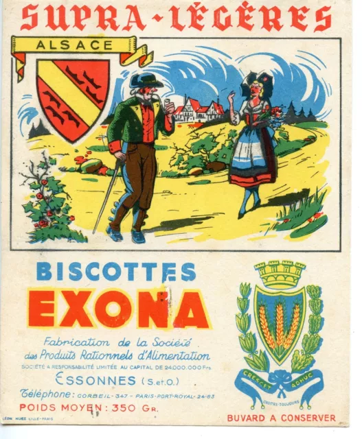 Buvard Publicitaire Biscottes Exona / Alsace