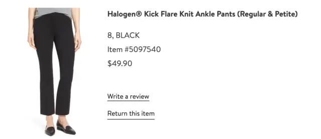 Halogen Nordstrom Kick Flare Knit Ankle Pants Black Size 8