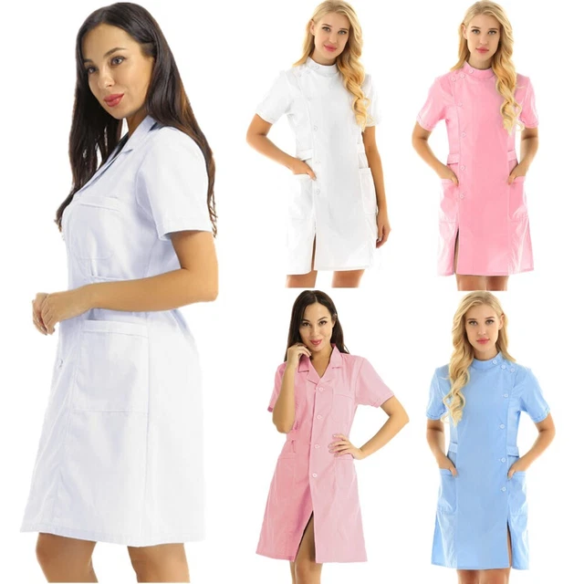 WOMENS HOSPITAL NURSE Doctor Scrub Lab Coat Uniform Halloween Cosplay