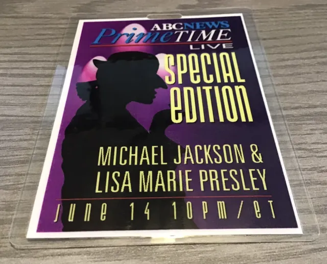 Lisa Marie Presley & Michael Jackson Primetime 1995 Special Laminated Press Pass