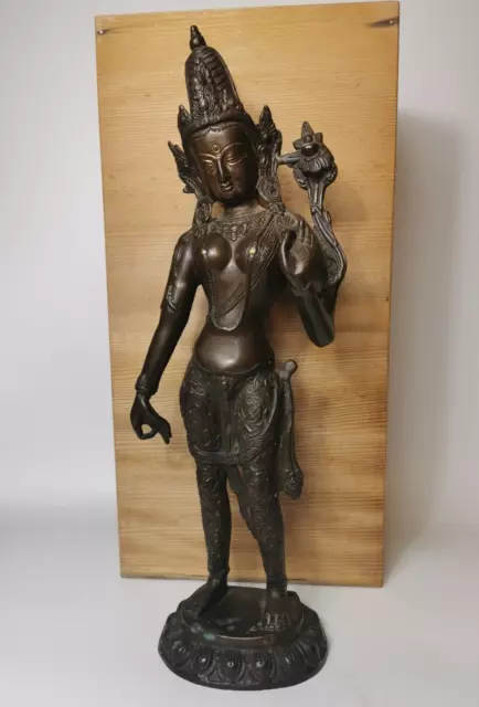 Early 20th century  Tibetan/Nepal Buddhism large Bronze Tara Buddha figure