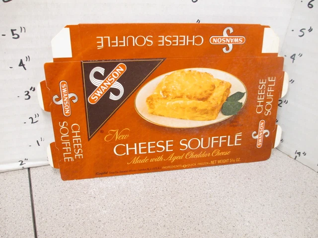 SWANSON 1960s cheddar CHEESE SOUFFLE TV dinner frozen food box