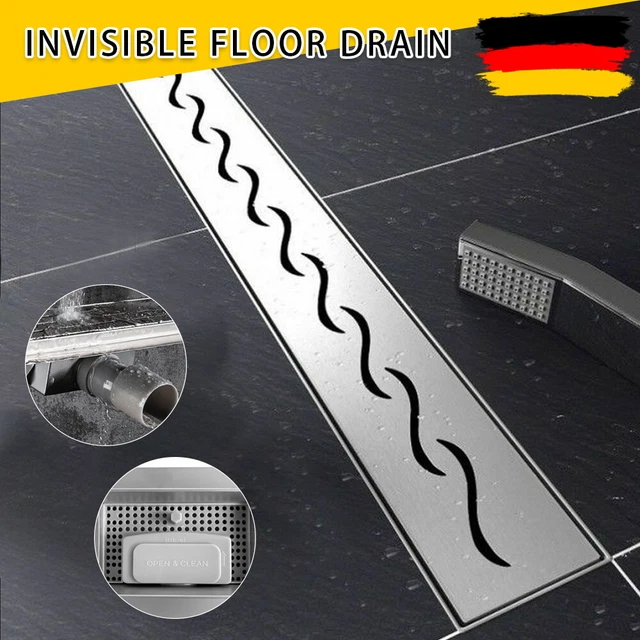 BERNSTEIN Duschrinne 90 Cm – Flache Edelstahl-Ablaufrinne Mit Siphon, Barrierefrei, Für Duschen