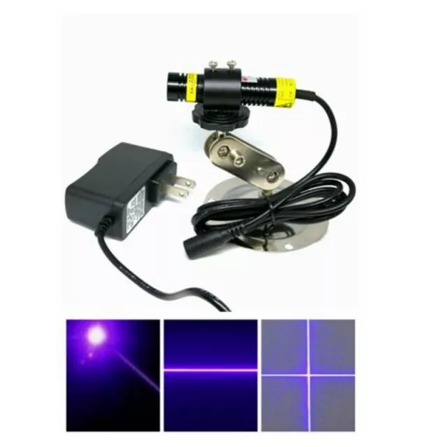 Focusable 405nm 100/200/300mw Blue Violet Laser Diode Module w Holder & Adapter