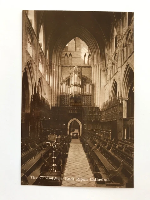The Choir. West End. Ripon Cathedral.  Real Photo Postcard.