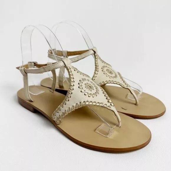 Jack Rogers Maci flat sandals bone / gold Size 7.5