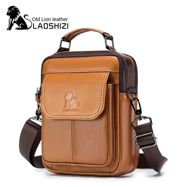 Men's Cowhide Shoulder Bag Fashion Vertical Square Handbag