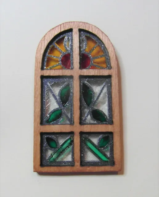 Original OOAK Mini Dollhouse BOHO Style Shabby Stained Glass Window N Woolmer 2