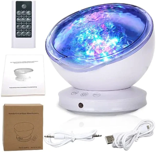 WHITE REMOTE CONTROL Ocean Wave Projector Sensory Night Light Spa Music