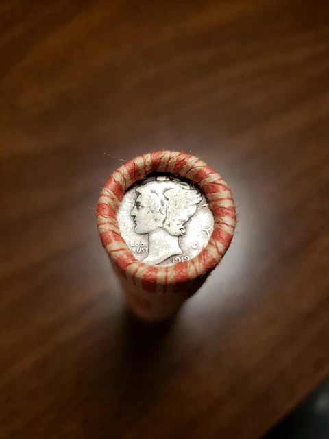 Wheat Cent Roll With Silver Mercury Dime On The End 1909-1958 PDS
