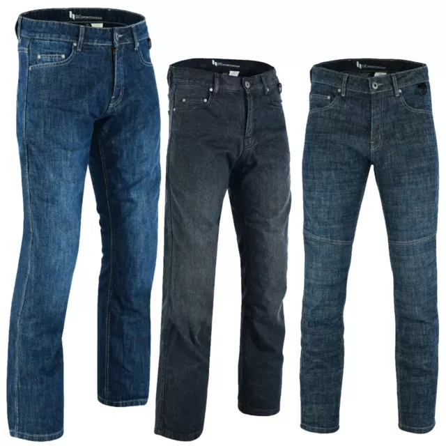 Mens CE Armoured Motorcycle Jeans Motorbike Pant Denim Trousers Made with Kevlar