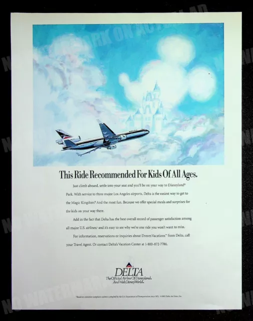 Delta Airlines Walt Disney World 1993 Trade Print Magazine Ad Poster ADVERT