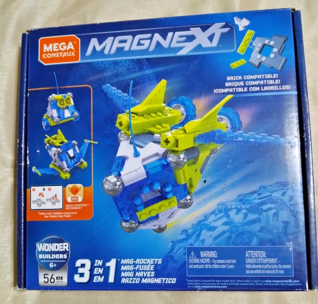 Mega Construx 3 in 1 Mag-Rockets Construction Toy 56 Piece Set Magnext NEW