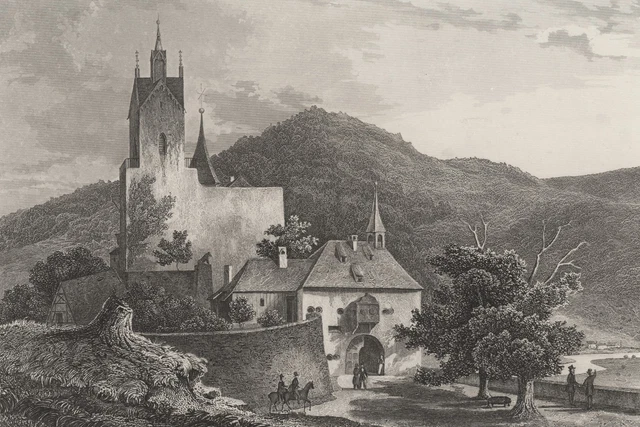 SCHLOSS EBERSTEIN BADEN Baden Burg Stahlstich Original Emden EUR 20,00