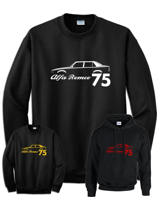 Felpa alfa romeo 75 auto retrò con cappuccio e senza unisex senza marca nera