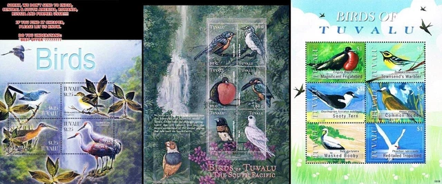 TUVALU 2000 08 beautiful BIRDS x3 M/S MNH