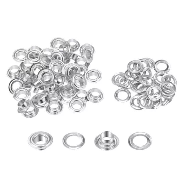 50Set 7.5mm Hole Copper Grommets Eyelets Silver Tone for Fabric Leather