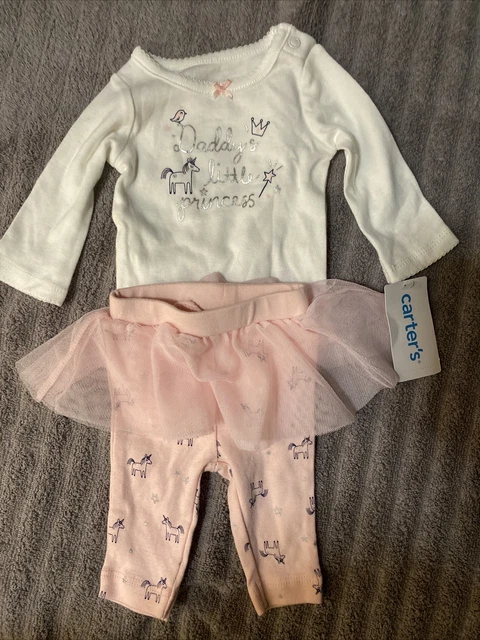 Carters Baby Girl Daddy’s Little Princess 2 Pc Outfit Tutu(Sz NB)NWT