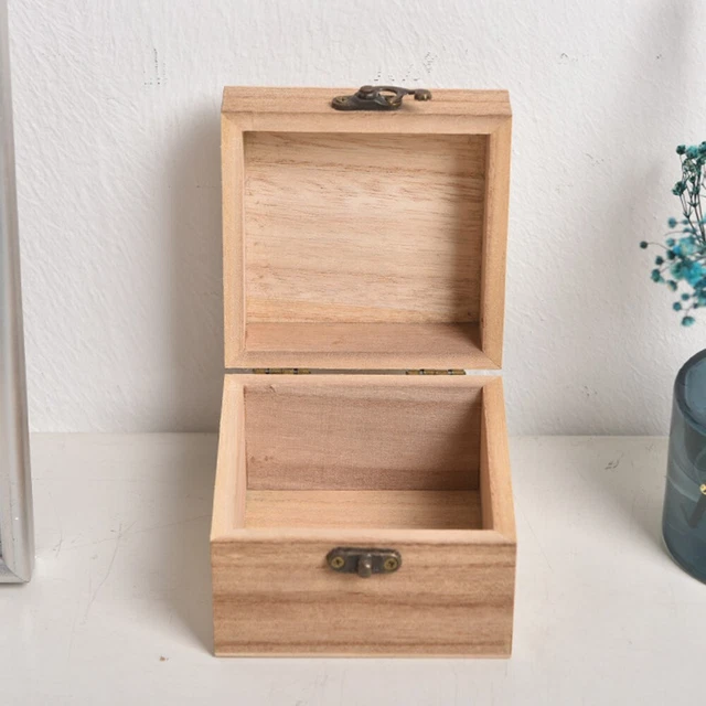 Caja de almacenamiento de madera soporte pulsera para joyería collar con bisagras fiesta retro