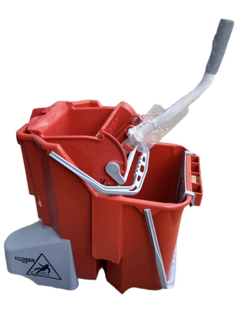 Unger 8 Gallon Dual Tank Red & Gray Mop Bucket & Wringer Combo. Damaged Box