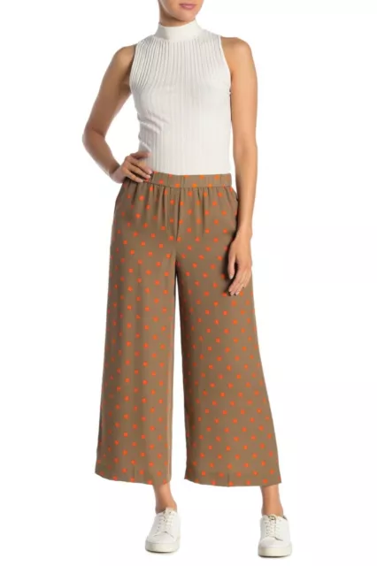 NWT Theory Polka Dot Wide Leg Silk Pants, CARGO MULTI, Small, MSRP $355