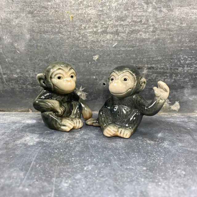 Paire de petits singes en porcelaine de Goebel, céramique allemande, début XXème