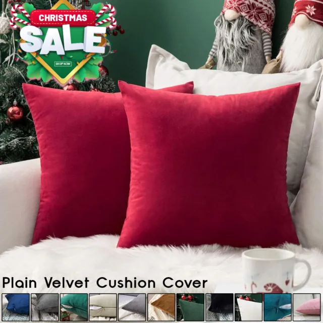 Pack Of 2 Velvet Cushion Covers Solid Decorative Pillow Cover Soft Cushion Cases