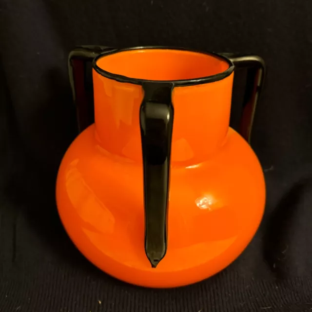 Loetz -Henkel Vase, orange, M. Powolny, Art Deco um 1925