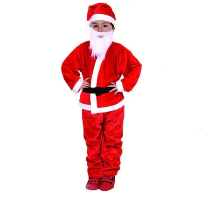 Costume Vestito di Babbo Natale Santa Claus da Bambino Bambini Da 6 a 10 Anni
