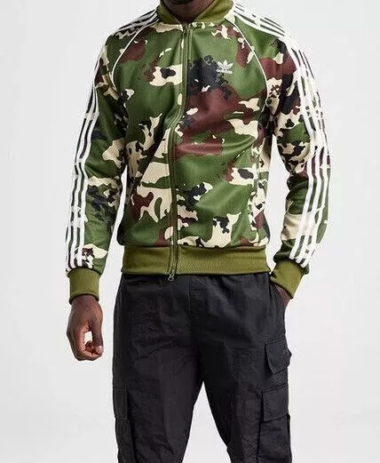 Adidas Originals Sst Hombre Top de Chándal En Verde Camuflaje