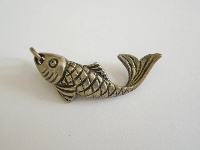 Petit Vieux 835 Pendentif en Argent Motif Poisson 3,7 G/3,0 X 1,2 CM