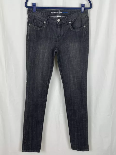 Apostrophe Women's Premium Dark Wash Black Stretch Denim Jeans Size 8