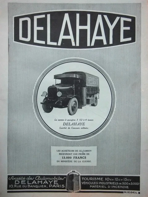 Publicité De Presse 1927 Delahaye Le Camion A Gazogène 3 1/2 A 4 Tonnes