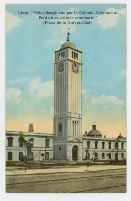 Vintage 1910s Postcard Peru Lima Plaza de la Universidad Sablich Callao Photo