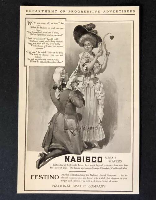 1904 Nabisco Advertisement Man Begging Woman Sugar Wafer Biscuit Antique Print A