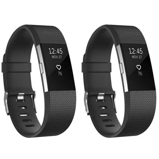 2x Ersatz Armband Schwarz für Fitbit Charge 2 Fitness Sport Tracker