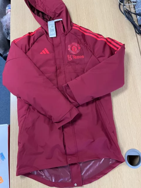 Manchester United Adidas Jacket Parka Coat - Size Mens Small